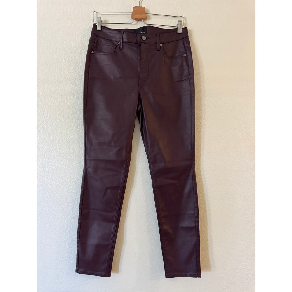 White House Black Market Coated Skinny Pants High Rise 8S Black Cherry Burg NEW